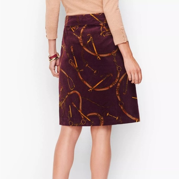 NWT Talbots Equestrian Print Corduroy A-line Skirt 18 - Picture 2 of 9
